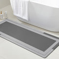 ACCUMTEK Non Slip Bath Mat, Thin Bathroom Rugs Fit Under Door, Quick Dry Bath Mats, Machine Washable Bath Rugs for Bathroom, Bathtub & Kitchen, Grey/Bordered/48 x20
