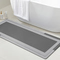 ACCUMTEK Non Slip Bath Mat, Thin Bathroom Rugs Fit Under Door, Quick Dry Bath Mats, Machine Washable Bath Rugs for Bathroom, Bathtub & Kitchen, Grey/Bordered/59 x20