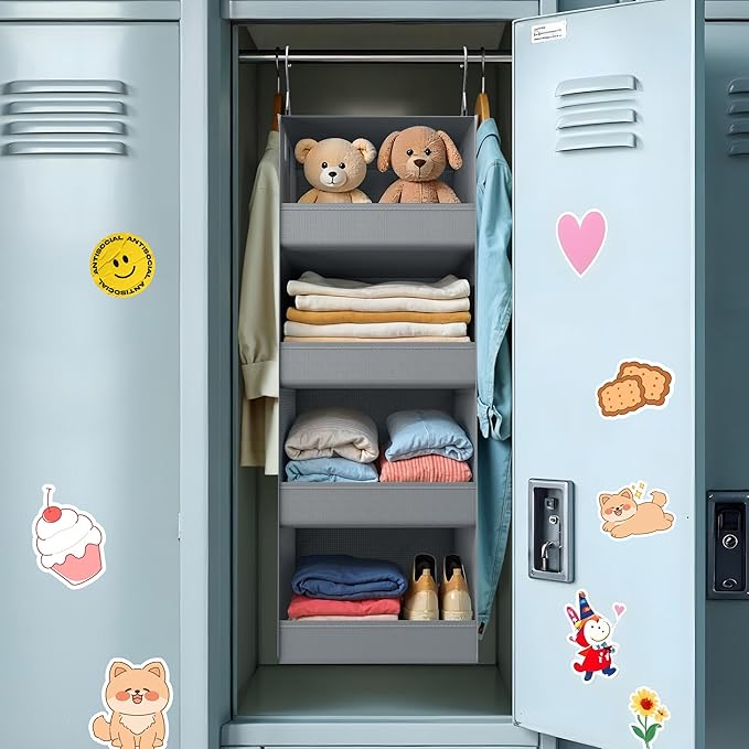GRANNY SAYS 4-Shelf Hanging Organizer, Closet Hanging Shelves, Closet Hanging Storage Organizers, Organization for Bedroom, Living Room, Baby Nursery, Camper Accessories, Gray, 1-Pack