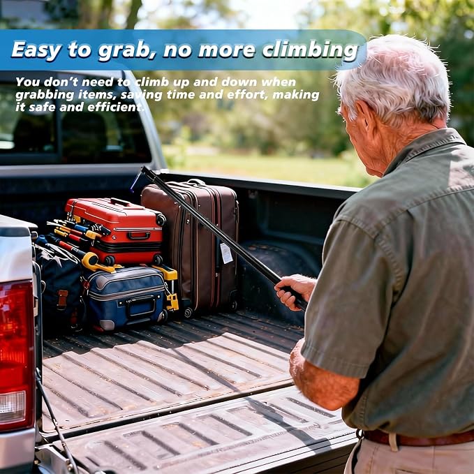 6.5FT 2.0 New Upgraded Scalable Aluminum Alloy Truck Cargo Grabber with a Maximum Pulling Force of 300pound Suited for Pickup Trucks SUVs Trailers RVs Boats (Gen 2 Black) 5-piece Set