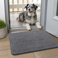 Smiry Dog Door Mat for Muddy Paws 24x16, Absorbent Dirt Trapper, Non-Slip Washable Chenille Entryway Rug for Inside Floor, Dark Grey, Classic Solid