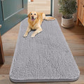Smiry Dog Door Mat for Muddy Paws 48x30, Absorbent Dirt Trapper, Non-Slip Washable Chenille Entryway Rug for Inside Floor, Light Grey, Classic Solid