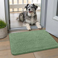 Smiry Dog Door Mat for Muddy Paws 24x16, Absorbent Dirt Trapper, Non-Slip Washable Chenille Entryway Rug for Inside Floor, Olive Green, Classic Solid