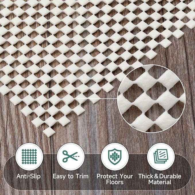 BALEINE Non Slip Rug Pad Rug Gripper for Hardwood Floors, Extra Thick Non Slip Mat Under Carpet (2'x10')