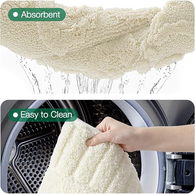 LUMI Bathroom Rugs Non Slip with Rubber Backing, Extra Soft Plush Microfiber Bath Rug Absorbent, Machine Washable Bath Mat Quick Dry for Tub, Shower, Ivory White, 24"x43"