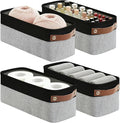 Bagnizer Small Fabric Storage Baskets, 15x6x5 inch Narrow Storage Bins 4-Pack Long Storage Basket for Organizing with Handles, Decorative Basket for Closets, Shelves, Toilet Paper, Grey
