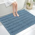 OLANLY Thick Large Bathroom Rugs 40x32, Extra Soft Absorbent Chenille Striped Bath Rugs, Rubber Backing, Machine Wash, Bath Mats for Bathroom Floor, Tub and Shower, Home Decor Accessories, Airy Blue