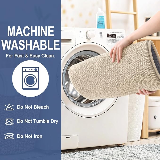 OLANLY Thick Memory Foam Large Bathroom Rugs 47x32, Extra Soft Absorbent Bath Rug, Quick Dry Bath Mats, Non-Slip, Machine Washable Carpet for Bathroom, Tub and Shower, Home Decor Accessories, Beige