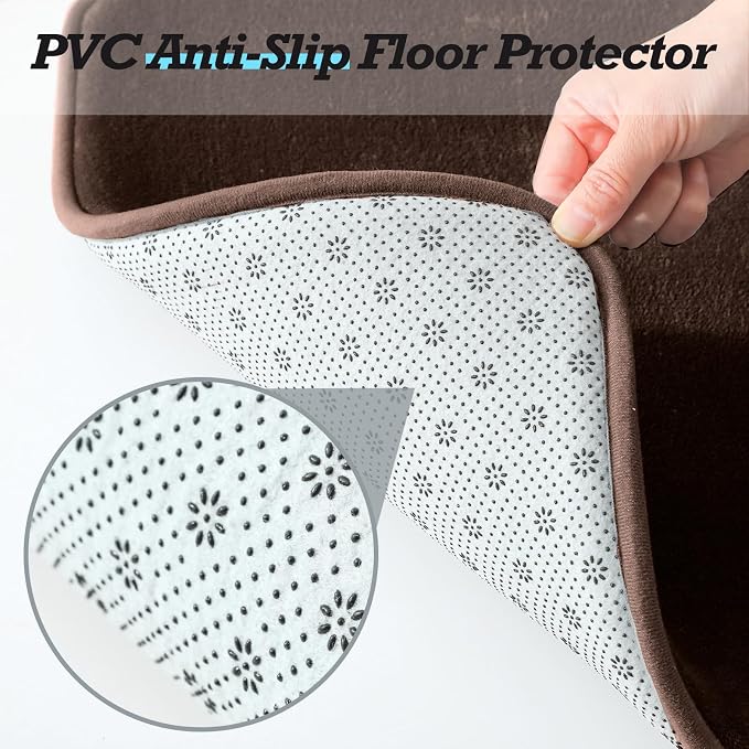 HUXMEYSON Bathroom Rugs Sets 2 Piece, Non-Slip & Quick Dry Bath Mat Set, Ultra Soft Velvet Bath Rugs for Bathroom, Toilet and Shower Floor, Brown