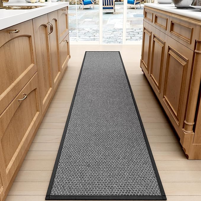 SUMLANS Kitchen Mat 1 PCS, Cushioned Non Slip Rugs for Kitchen Floor, Absorbent Runner Comfort Standing Mats Washable for Kitchen, Office, Home (Black, 17.3"x79")