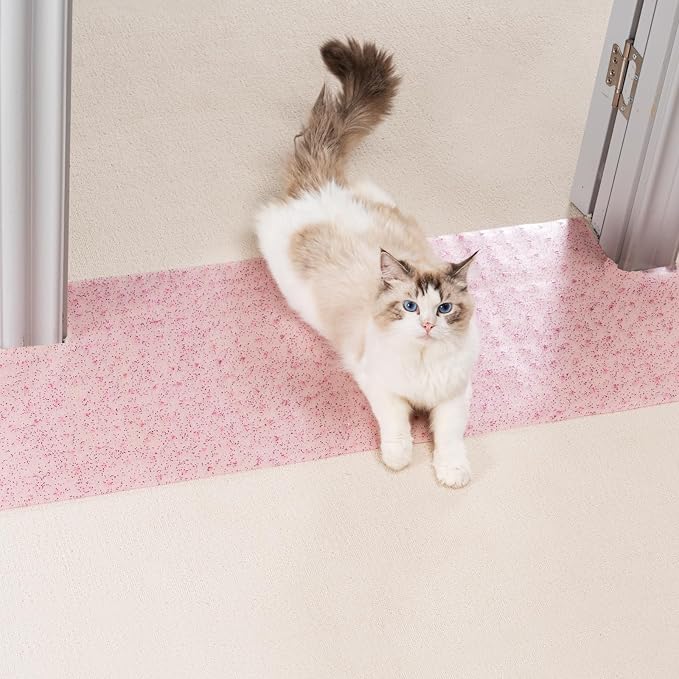 Uross Carpet Protector for Pets - Purple Cat Carpet Protector for Doorway, Anti Scratch Under Door Cat Protector Mat, Easy to Cut Plastic Scratch Stopper Guard Carpet 3.6FT