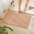 TECHMILLY Fluffy Bathroom Rug Mat 24x17, Absorbent Thick Non Slip Microfiber Mats, Quick Dry Machine Washable Bath Rug for Bathroom Floor, Bathtub and Shower, Beige