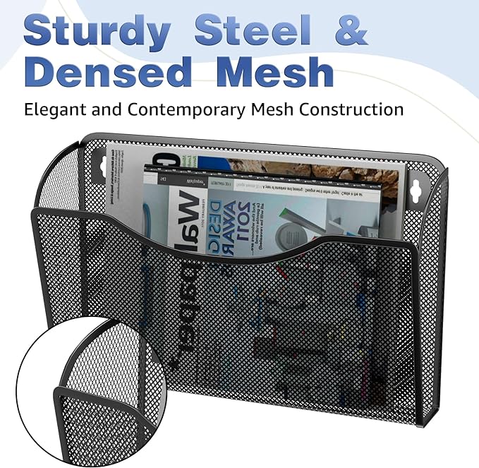 MINDEPOT Wall File Organizer,Hanging Wall Mounted File Folder Holder Mail Organizer for Office,Home and School Supplies