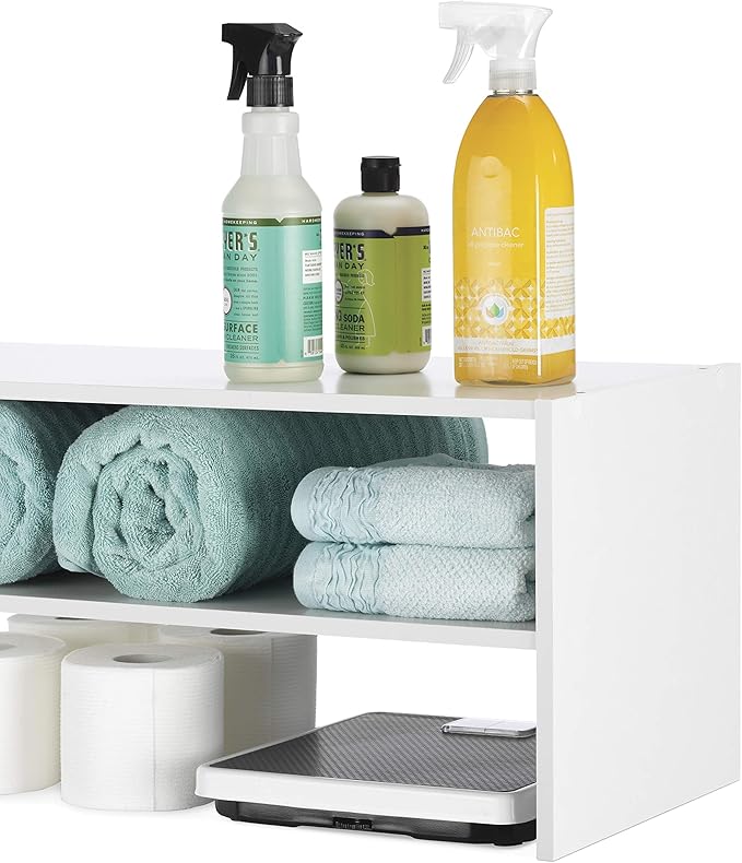 Whitmor Stackable 31" Extra Wide 2-Shelf Storage Organizer, White