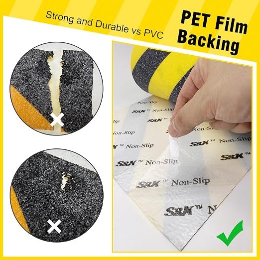 S&X Black/Yellow Anti Slip Tape 3" x 33 FT, Heavy-Duty Grip Tape for Stairs Outdoor Waterproof Safety Non Skid Roll High Traction Non Slip Strip with Hard-Wearing Surface