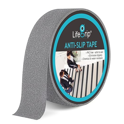 Lifegrip Anti Slip Traction Tape, 2 Inch x 60 Foot - Best Grip, Friction, Abrasive Adhesive for Stairs, Tread Step, Indoor, Outdoor, Grey (2" X 60')