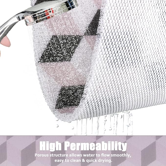 Square Shower Mat Non-Slip 24x 24 Inch, Soft Comfort Bath Mat with Drainage Holes, PVC Loofah Massage Bathmat for Shower,Tub,Bathroom,Wet Areas, Quick Drying