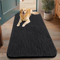 Smiry Dog Door Mat for Muddy Paws 48x30, Absorbent Dirt Trapper, Non-Slip Washable Chenille Entryway Rug for Inside Floor, Black, Classic Solid