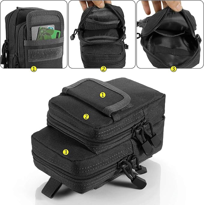 FRTKK 2 Pack Molle Pouches - Tactical Compact Water-Resistant EDC Pouch Bag Small Utility Pouch