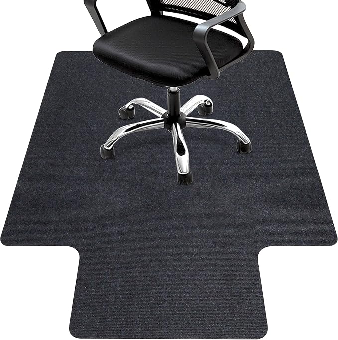 Hardwood and Tile Floor Office Chair Mat, 48" x 36" Computer Gaming Rolling Chair Mat, Non-Slip Low-Pile Floor Protector, Under Desk Mat for Rolling Chair, Black Lip