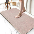 Upgraded Bath Mat 19x30Inch, Thin Bath Mats Rugs with Rubber Backing Non-Slip, Absorbent,Quick Dry Machine Washable, Home Decor Accessories Cozy Cloth Bathroom Rugs fit Under Door/Sink/Tub-Biege