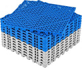 ToLanbbt Modular Interlocking Cushion 12P 11.8" x 11.8" Interlocking Rubber Floor Drain Holes Non-Slip Splicing Drainage Mats for Deck, Shower, Kitchen, Drain Pool, Indoor Outdoor (Grey Blue)