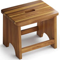 FANATU Wooden Step Stool, 13'' Non-Slip Heavy Duty Stepping Stool for Adults with Handle, Nonslip & Durable Design Supports up to 500lbs for Bedroom or Kitchen