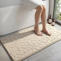 YIHOUSE Memory Foam Runner Rug, Cobblestone Bathroom Runner Rugs Super Water Absorbent Bath Mats for Bathroom Machine Washable Bath Rugs for Hallway Bedroom Laundry Room(26 x 50,Khaki)