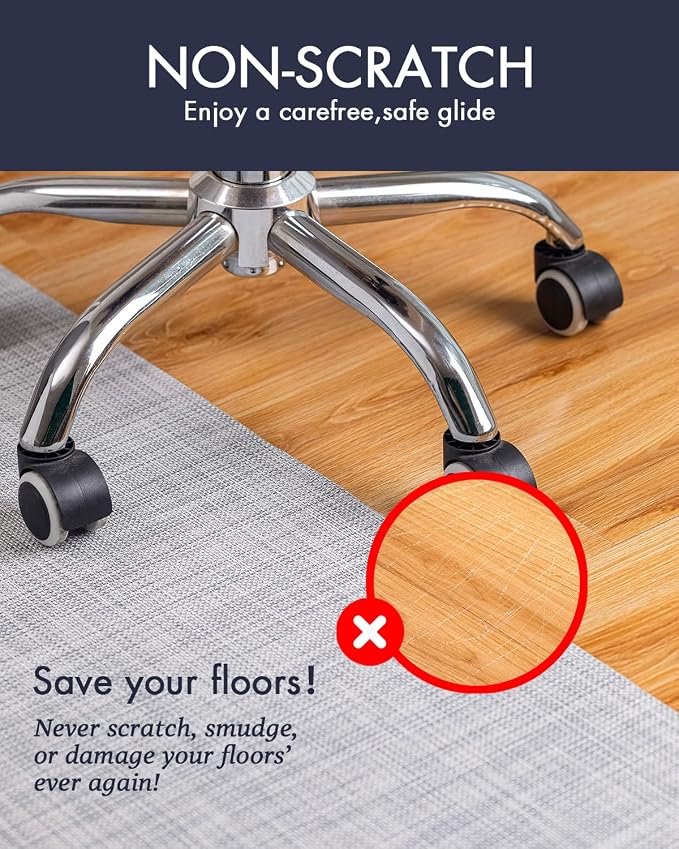 Baroyal Office Chair Mat for Hardwood Floor Under Desk Computer Rolling Chair Mat for Wood/Tile Floor Non-Slip Heavy Duty Desk Rug PVC Plastic Hard Floor Protector 36" x 48" (Mist)
