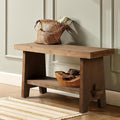 HOKYHOKY Solid Wood Entryway Bench - 31.5" Farmhouse Small Storage Bench, Rustic Narrow Bench Seat for Indoor, Entryway, Dining Room, Living Room and Hallway, Brown