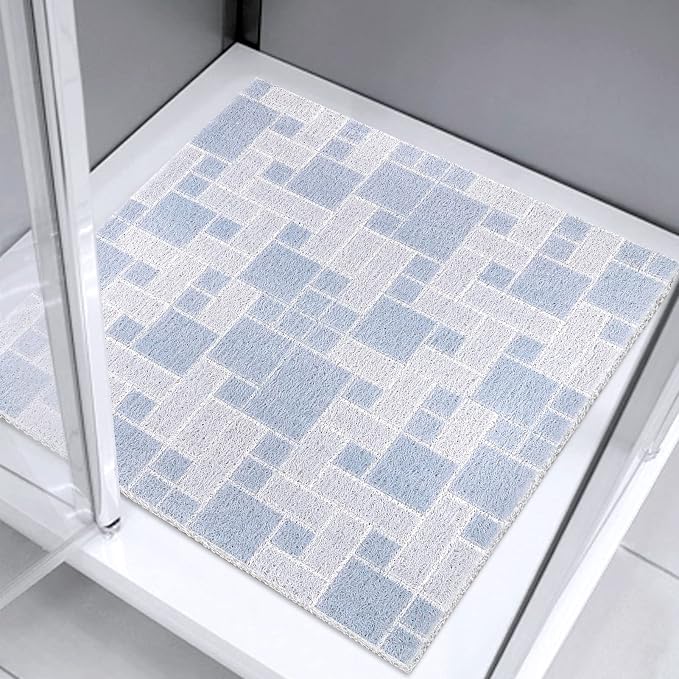Square Shower Mat 24x24 Inch Non Slip Bath Mat for Inside Shower Loofah Shower Mat for Elderly Soft Textured Foot Massage Pad Bathroom Floor Mat for Wet Area, Without Suction Cups, Quick Drying