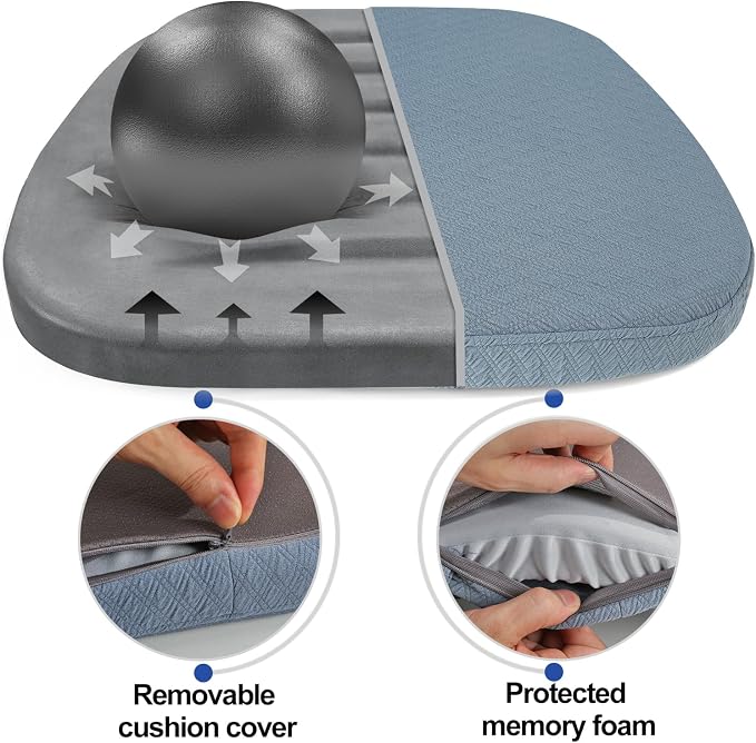 BUYUE Luxury Memory Foam Chair Cushions 6 Pack, Jacquard 16" U-Shape Comfortable Dining Chair Pads, Removable Slip Resistant Kitchen Chair Seat Cushions (Set of 6, Sky Blue)