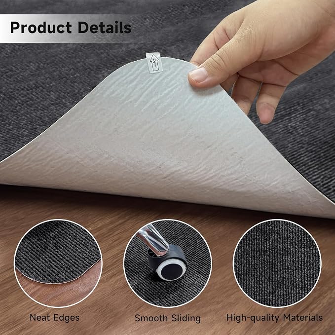 Office Chair Mats for Hardwood Floor, Dark Gray 47"x36" Computer Chair Rug, Under Desk Mat, Large Anti-Slip Floor Protector for Home, Office, Study