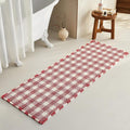 TYUU Waffle Runner Rug Bathroom, Long Boho Christmas Bathroom Rugs Non Slip Washable Absorbent Checkered Bathroom Mat Quick Dry Cute Bath Mat, 72"x24" Red and White
