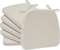 AAAAAcessories D-Shaped Chair Cushions, 2" Thick Dining Chair Pads with Ties and Removable, Machine-Washable Cover, 17" x 16", Set of 6, Natural Sand Pinstripe