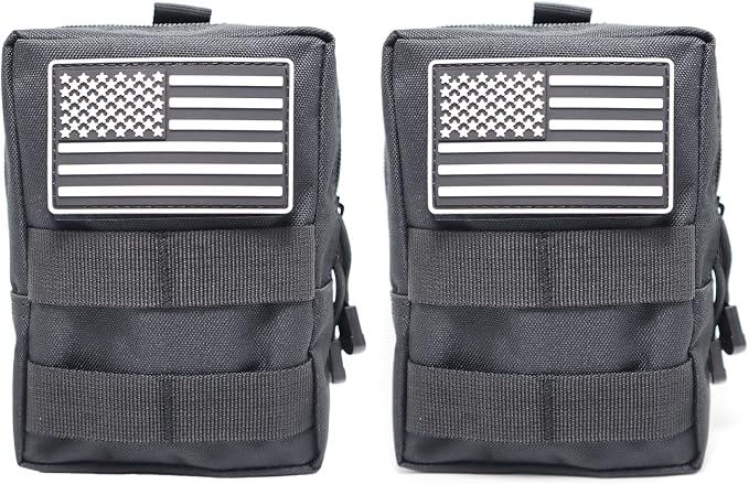 2 Pack Tactical Molle Pouches Small Molle Utility Pouch Small Tactical Accessory Bag Belt Pouches Vest Pouch Compact Water-Resistant EDC Pouch with Flag Patch