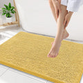 Smiry Luxury Chenille Bathroom Rugs 34x21, Extra Soft and Absorbent Shaggy Bath Mat, Machine Washable, Non-Slip Plush Carpet Runner for Tub, Shower, and Floor, Home Decor Accessories, Yellow