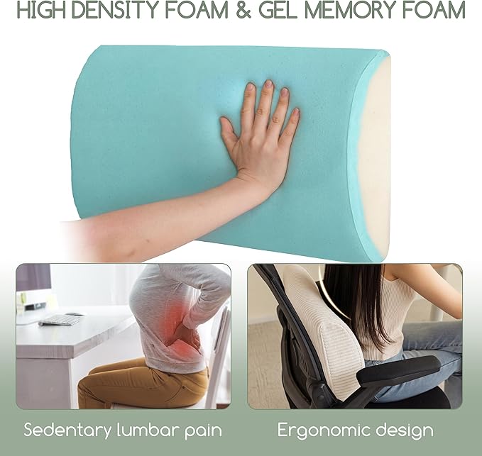 Lumbar Support Pillow for Recliner Chair/Accent Chair/Couch, Extra Large Memory Foam Back Support Cushion for Elderly, Recliner Cushions for Back Rest, Pain Relief, Reading, Washable Cover, Beige