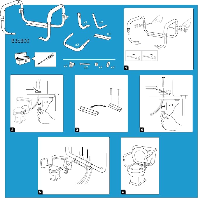 Carex Toilet Safety Frame - Toilet Safety Rails With Adjustable Width - Toilet Rails For Elderly, Handicap, Home Health Care Equipment After Surgery, Supports 300lbs