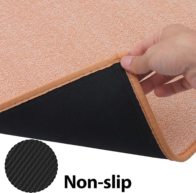 Runner Rug with Non Slip Rubber Backing, Washable Soft Floor Carpet for Kitchen, Hallway, Entryway Indoor, Bedroom, Laundry, Low Pile Area Rugs, Solid Color with Pointillism Style (Camel, 2' * 6')
