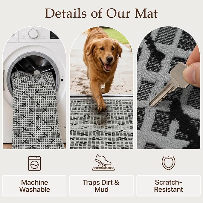 48"x60" Office Chair Mat for Hardwood Tile Floor, Under Desk Carpet Protector for Rolling Computer Chair Mat, Machine Washable Area Rug, Anti-Slip 1/5" Thick Low Pile Thin Floor Mat, Birch Grey