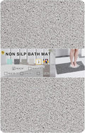 Nonslip Bathtub Mat, Anti Slip Bath Mat 0.6" Extra Thick, Quick Dry Bath Tub Anti Slip Shower Mat, Loofah Non-Slip Bath Mat for Tub Bathroom Pool Kitchen Entryway Home Hotel(Light Gray 16x24)