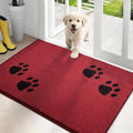 PURRUGS Dirt Trapping Door Mat 24" x 35.5", Non-Skid/Slip Machine Washable Microfiber Entrance Rug, Shoes Scraper, Dog Doormat, Super Absorbent Floor Mat for Muddy Wet Shoes and Paws, Red