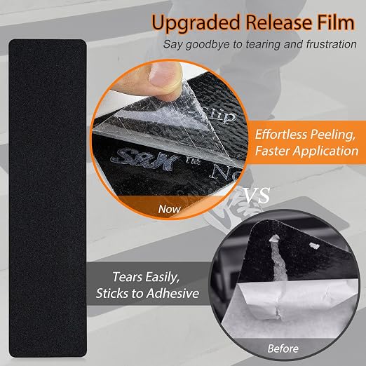 S&X Stair Treads Non-Slip Outdoor Grip Tape, 12-Pack, 6” x 30” Pre-Cut Anti Slip Tape, Black
