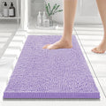 Smiry Luxury Chenille Bathroom Rugs 24x16, Extra Soft and Absorbent Shaggy Bath Mat, Machine Washable, Non-Slip Plush Carpet Runner for Tub, Shower, and Floor, Home Decor Accessories, Purple