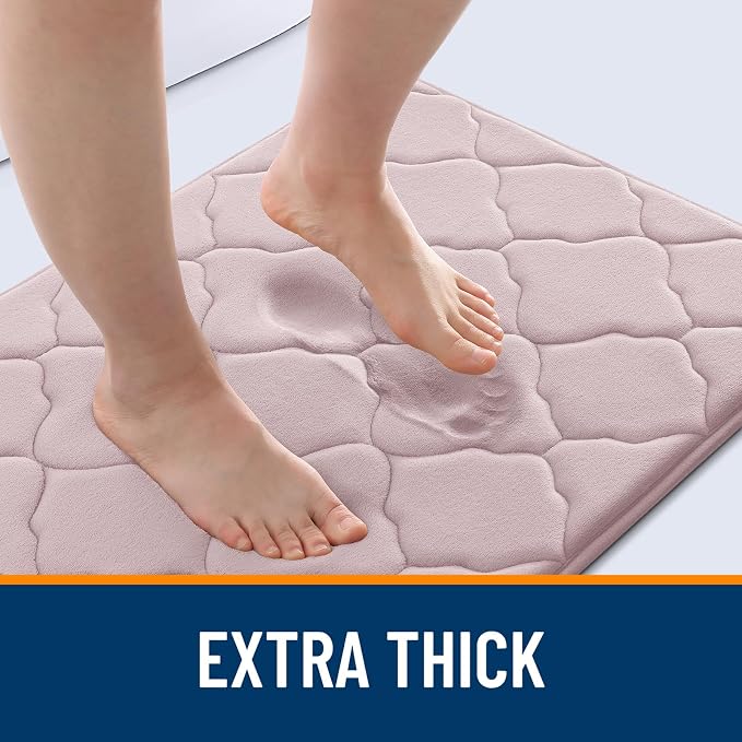 OLANLY Memory Foam Bath Mat Rug 30x20, Ultra Soft and Absorbent Bathroom Rugs, Non-Slip Comfortable, Machine Washable Bath Carpet for Bathroom Floor, Tub, Shower and Home Decor Accessories, Dusty Rose