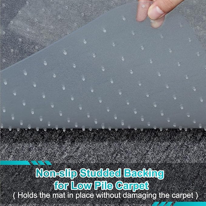 2 Pack Office Chair Mat for Carpets, 48" x 36" Clear Heavy Duty Plastic Floor Protector for Low Pile Carpeted Floors, Under Desk Computer Chair Mat for Home Office, Easy Glide and Flat Without Curling