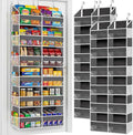 2 Pack Over The Door Organizer 6 Tiers, Extra Large Behind Door Storage of 12 Compartments, 80 lbs Weight Capacity Hanging Storage Organizer with Clear Window Kids Toys,Shoes (6 Tiers - Grey)