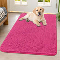 Smiry Dog Door Mat for Muddy Paws 40x32, Absorbent Dirt Trapper, Non-Slip Washable Chenille Entryway Rug for Inside Floor, Hot Pink, Classic Solid