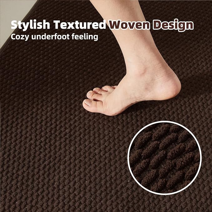 TYUU Bathroom Rugs Non Slip Washable, Super Absorbent Thin Bath Mat Small Quick Dry Low Pile Bathroom Rug, Brown 20"x30"